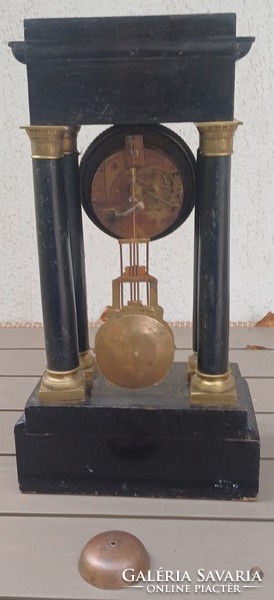 Antique table clock Biedermeier inlaid clock with half strike