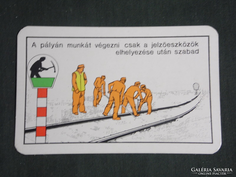 Kártyanaptár, MÁV vasút,munka balesetmegelőzés, grafikai rajzos, pálya munkás, 1977 ,   (2)