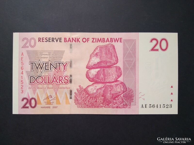 Zimbabwe 20 Dollár 2007 Unc