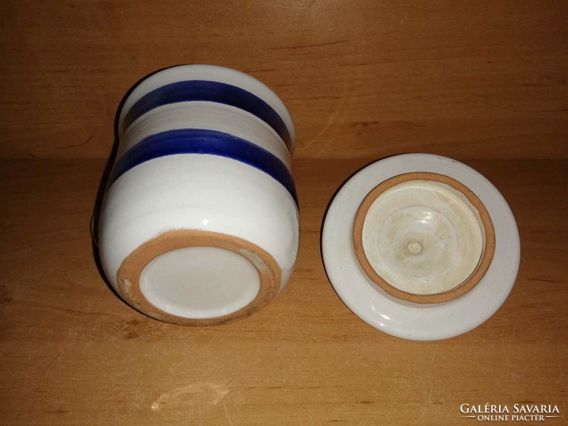 Blue striped mug with lid (26/d)