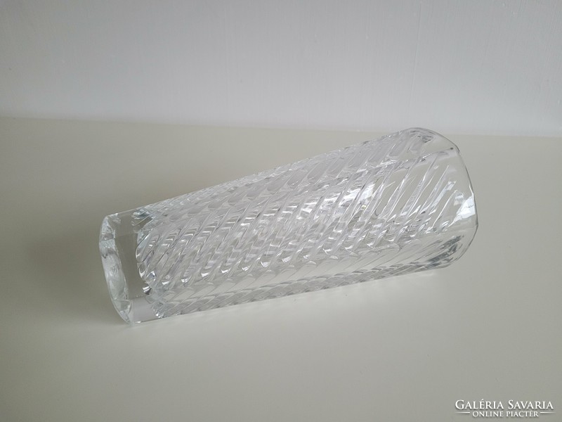 Retro old thick-walled ribbed Czech glass mid-century vase
