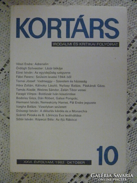 Kortárs - irodalmi és kritikai folyóirat - 1982