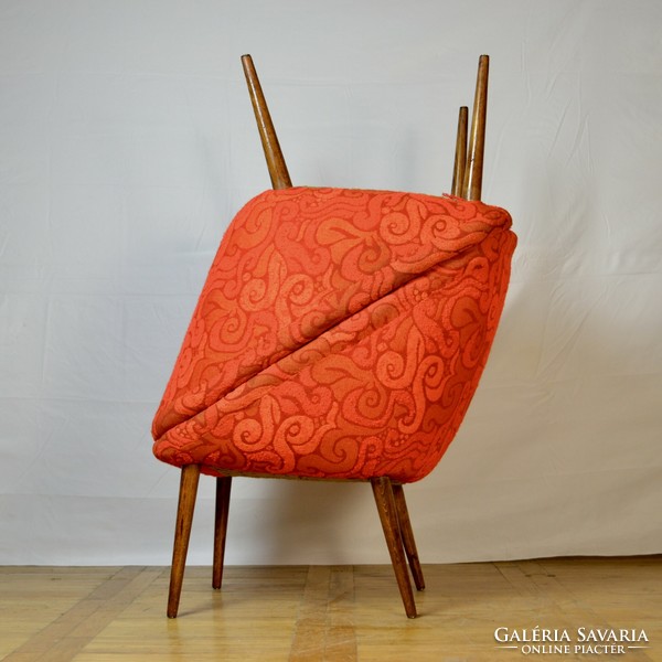 Hungarian retro club armchair mid-century red armchair