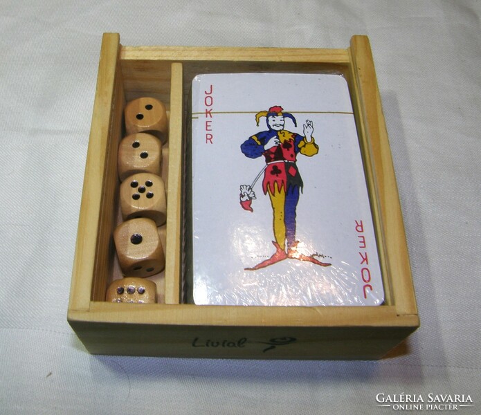Card and dice game in one wooden box