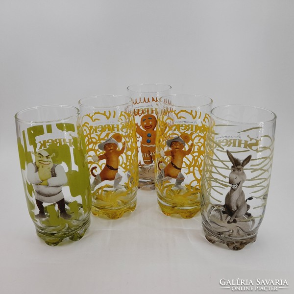 Shrek glass glasses, 5 pieces in one