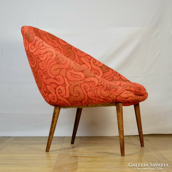 Hungarian retro club armchair mid-century red armchair