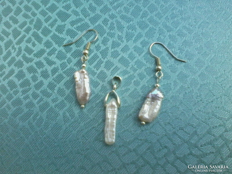 White biwa pearl jewelry set