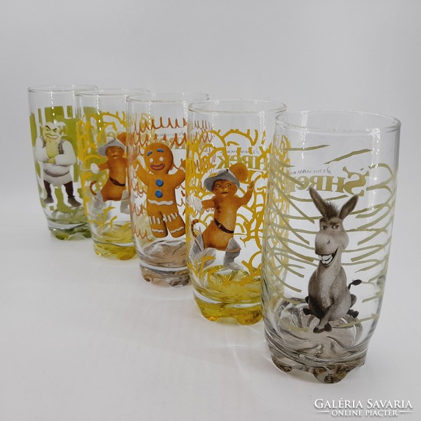 Shrek glass glasses, 5 pieces in one