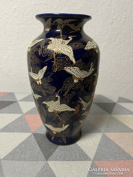 Old Chinese cobalt blue vase hand painted