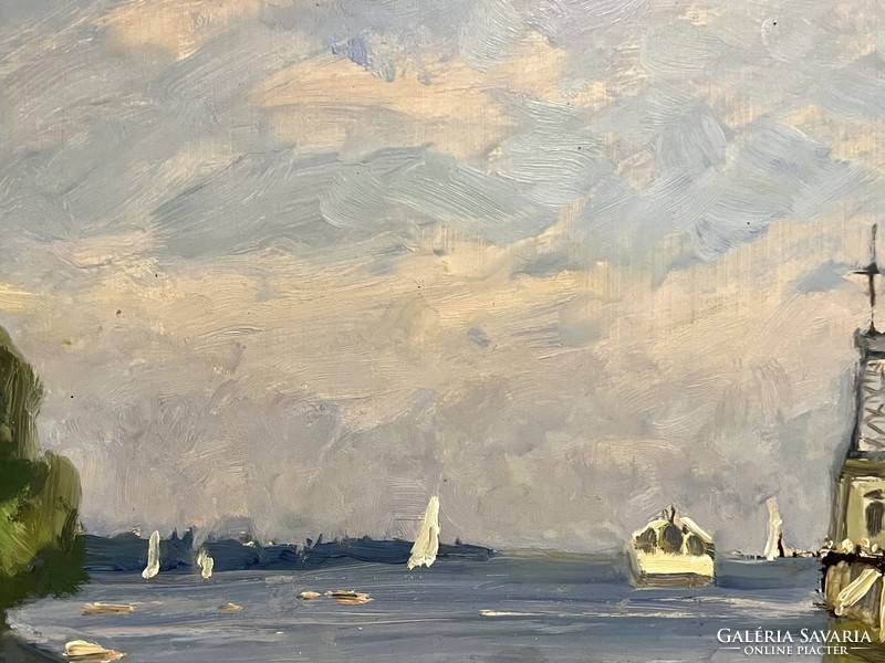 Fritz hildebrandt (1878-1970) in the harbor, 1957 - extra quality coastal still life (invoice provided)