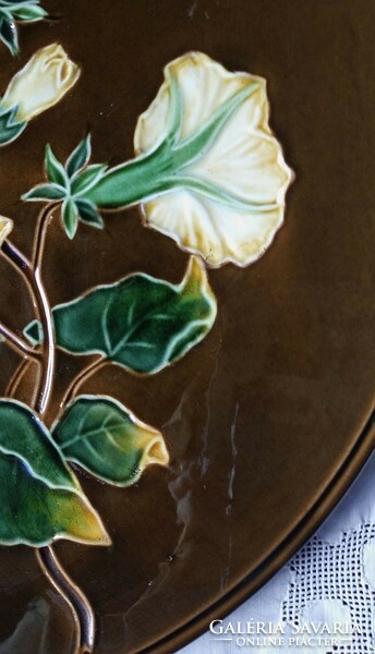 Schütz cilli collectors, rare, embossed, art nouveau, large, majolica wall plate - in excellent condition!