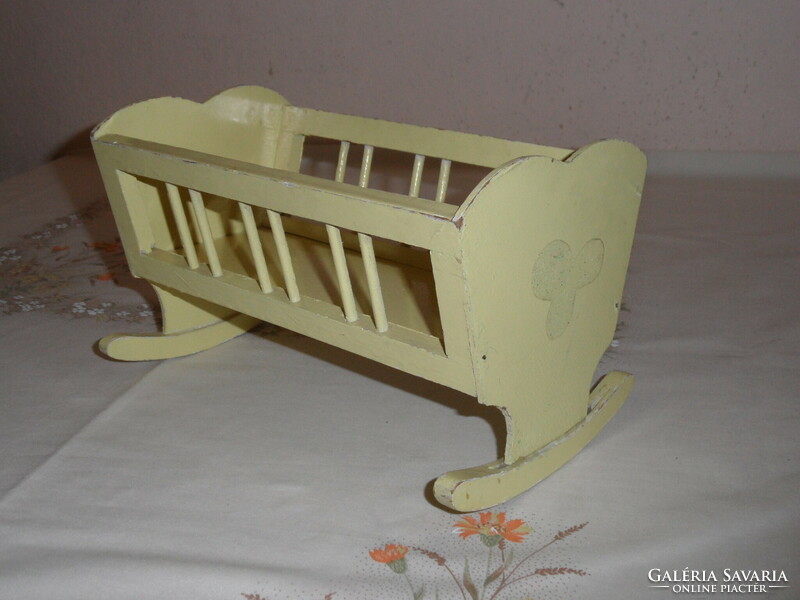 Old wooden toy crib, cradle