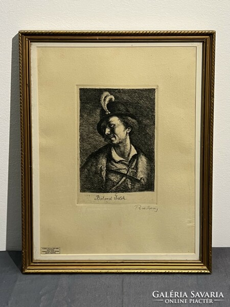 Gyula Rudnay (1878-1957) fool istók - etching from the artist's family legacy (invoice provided)