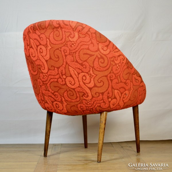 Hungarian retro club armchair mid-century red armchair