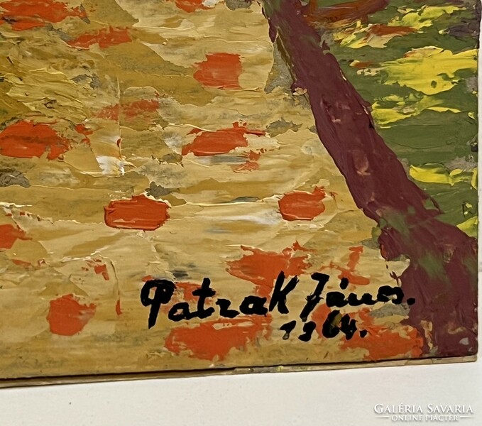 Patzak János – Asztali csendélet zöld gyümölcsös tállal, 1964 (számlát adunk)