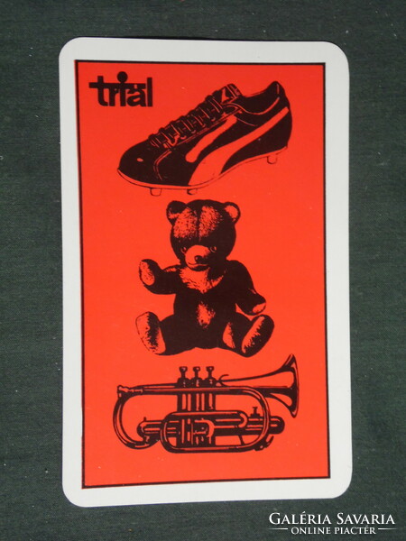 Card calendar, trial, sport, toy instrument store, Budapest, graphic, cartoon, puma shoes, 1977, (2)