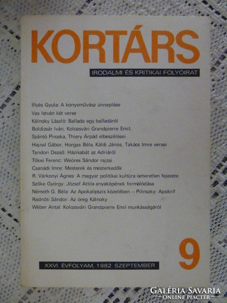 Kortárs - irodalmi és kritikai folyóirat - 1982
