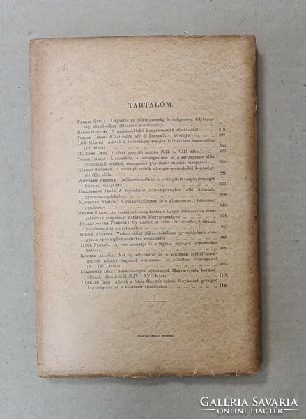 Mathematikai és Természettudományi Értesitő - XXIX. Kötet, (?) Füzet (1911) Csak egyben eladó 26 db!