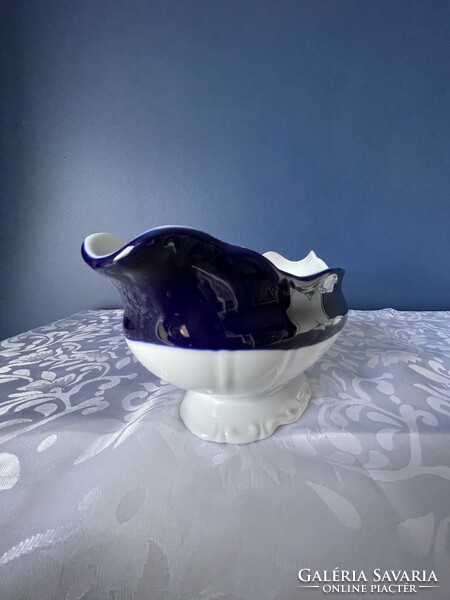 Zsolnay pompadour sauce bowl with base glaze