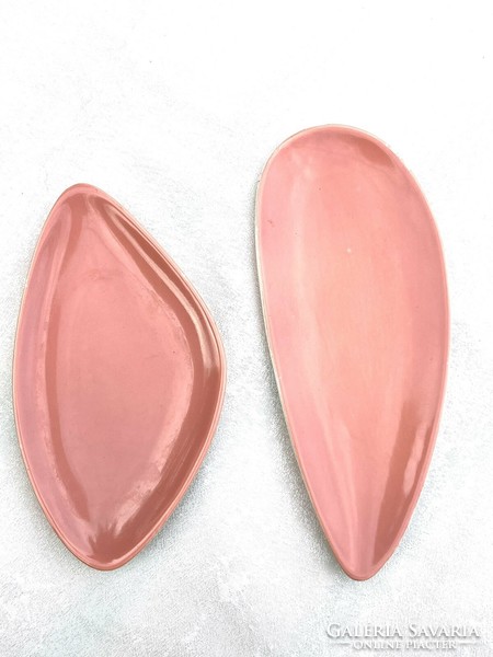 2 Rare bright powder pink abstract shape granite bowls