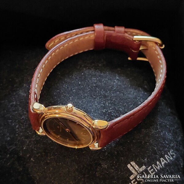 Maurice lacroix gold-plated steel women's watch with leather strap