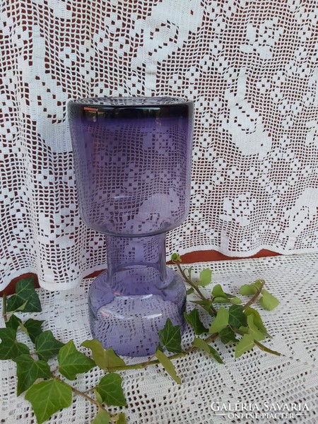 Beautiful purple bohemia? Czech? Murano? Glass vase collector's mid-century modern home decoration heirloom