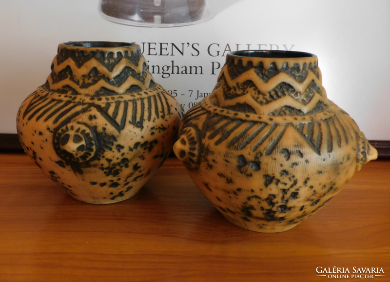 Mid century Jasba kerámia váza -  etno-primitív design