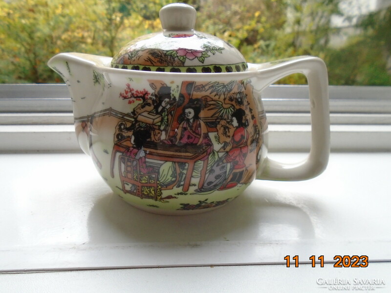 Chinese marked older tea pourer with rich images of life
