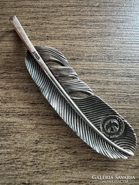 Navajo silver feather pendant