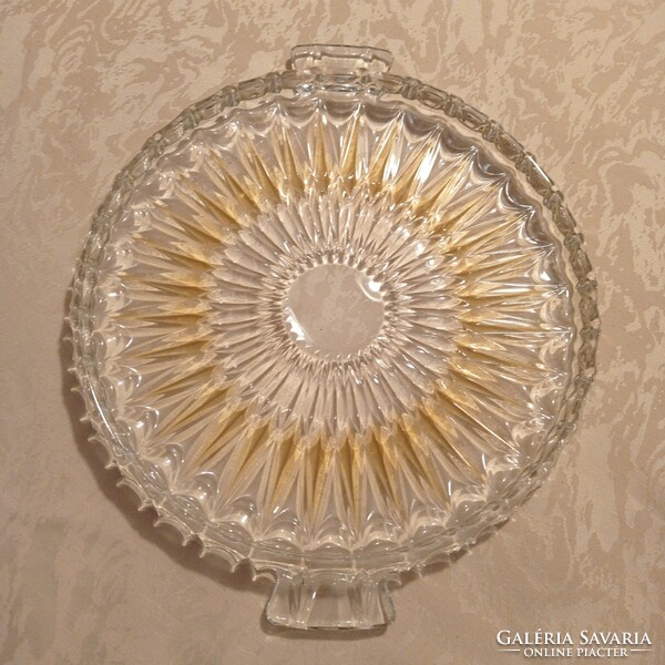 Walther glas lead crystal glass cake plate, offering, 28.5 cm in diameter + the handle