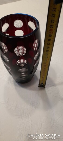 Beautiful burgundy lead crystal vase 20cm