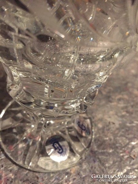 Gyönyörűen metszett GODA, jelzett kristályüveg kínáló, váza - crystal glass bowl or vase (26)