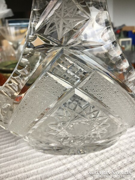 Nagy, metszett kristályüveg kínáló tál, kosár - crystal glass bowl (26)