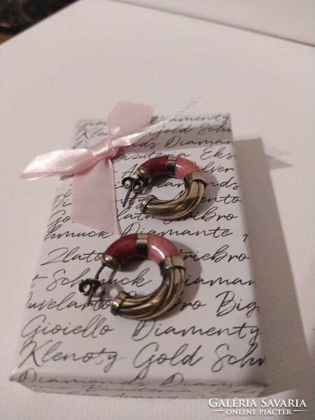 Vintage Italian gold-plated silver earrings with enamel decoration