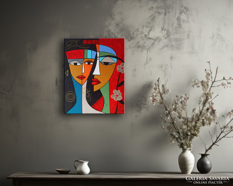 Edit voros: avec toi - modern cubist painting