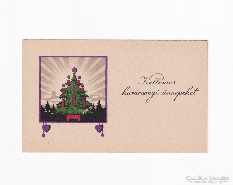 K:135 Merry Christmas. Card-postcard with envelope, postmarked