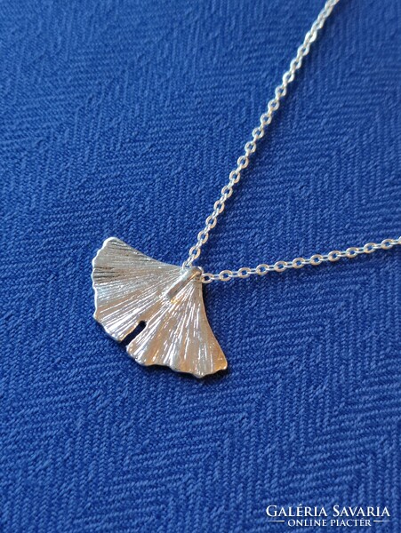 Ginkgo biloba pendant chain silver bijou necklace