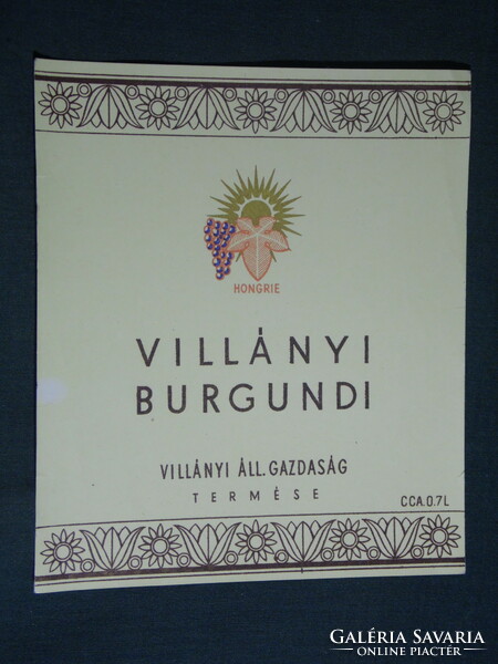 Wine label, Villány winery, wine farm, Villány Burgundy wine