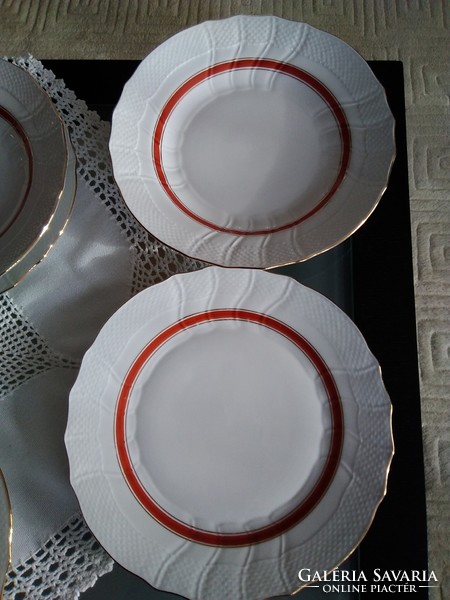 Set of plates from Herend with rokaly pattern, unique orange and gold painting!