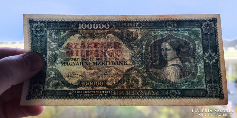 Pengő-milpengő-bilpengő row: 100 thousand (ef-vf) | 3 banknotes