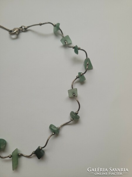 Art deco fluorite green stone silver necklaces!