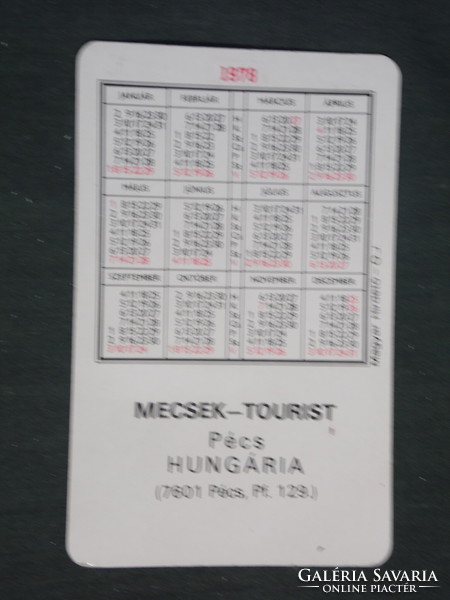 Card calendar, Pécs Mecsek tourist travel agency, Zsolnay well, 1978, (2)