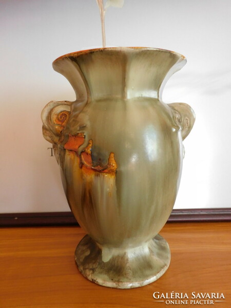 Art deco ceramic vase with rose head handle 22 cm - hop type