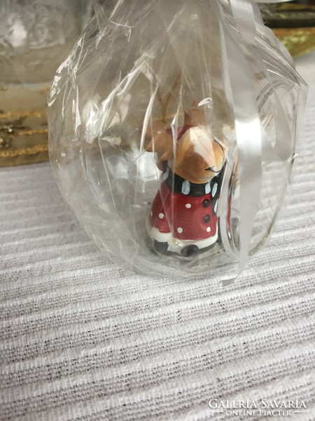 Reindeer mascot figure in a glass ball for the Christmas tree, glass decoration (76)