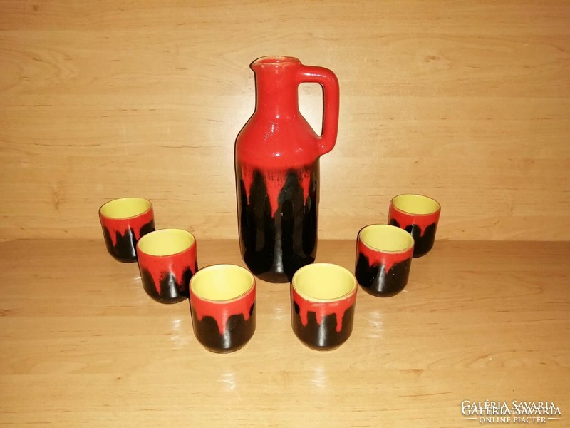 Magyarszombatfa ceramic wine set jug with 6 glasses (21/d)