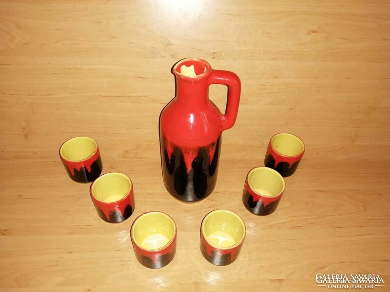 Magyarszombatfa ceramic wine set jug with 6 glasses (21/d)