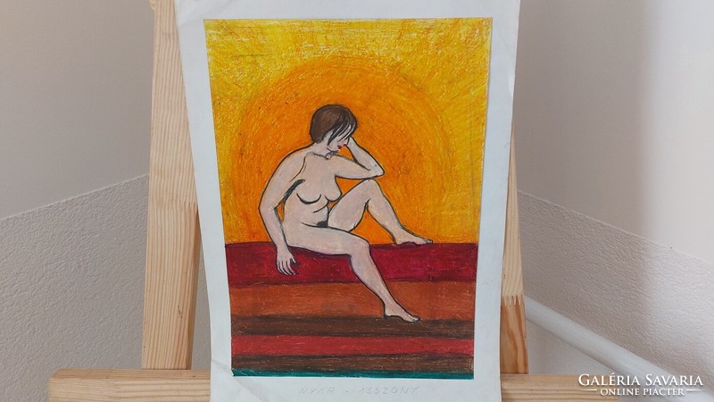 (K) small nude picture, nude painting 21x29.5 cm