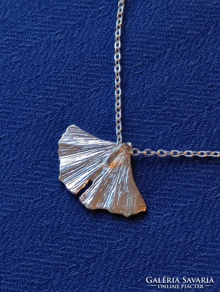 Ginkgo biloba pendant chain silver bijou necklace