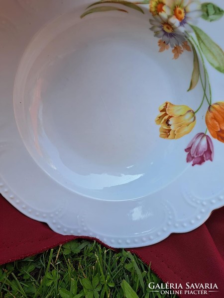 Beautiful Zsolnay tulip porcelain deep plate scone bowl heirloom antique