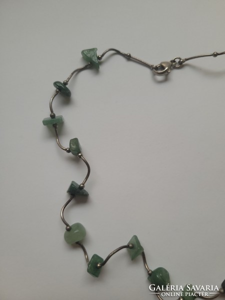 Art deco fluorite green stone silver necklaces!